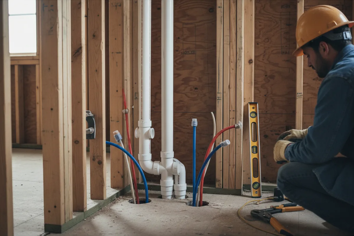 Drain and supply rough-in during Leak Detection in Middletown
